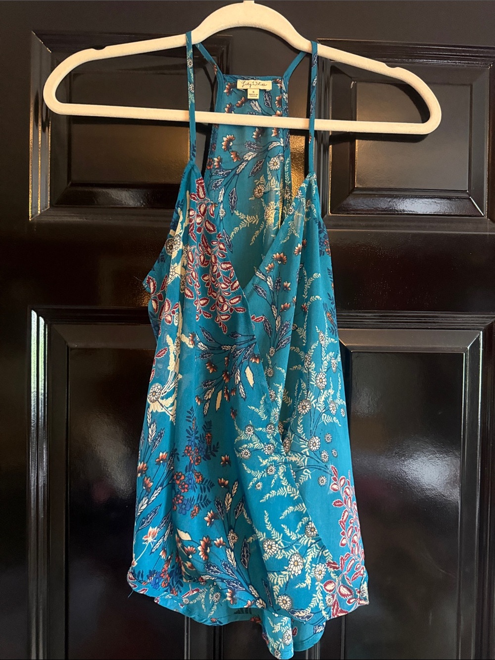 Lily White Teal Floral Racerback Tank